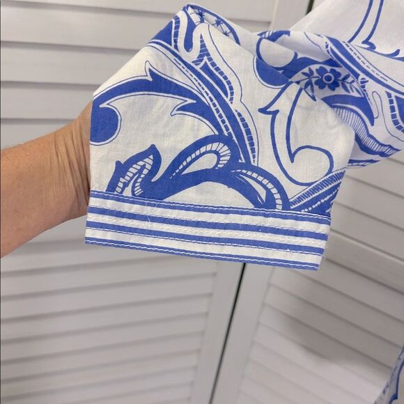 Talbots Tunic Size Large Paisley Blue White Floral  NWOT - Picture 4 of 11